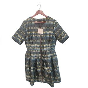 ASOS NWT Geometric Aztec‎ Print Zip Front Knee Length Dress Size 10
